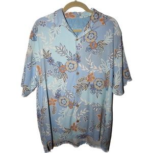 SOLD — Tommy Bahama® Baby Blue Tropical Camp Silk
Shirt - Size Large